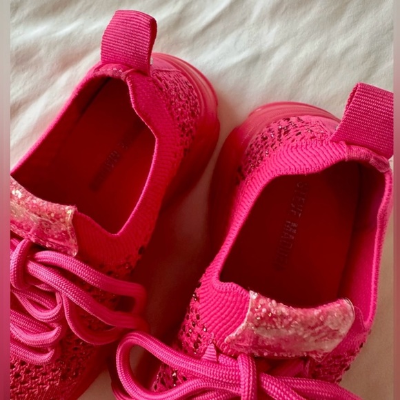 Steve Madden Shoes-Pink Rhinestone and Glitter Sneakers Size 12 Toddler Girl - Picture 3 of 6